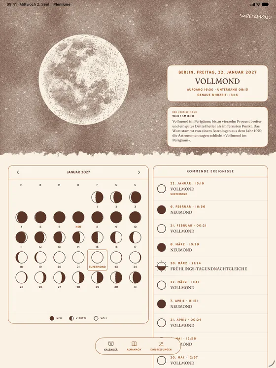 Der Monatskalender. — Hell