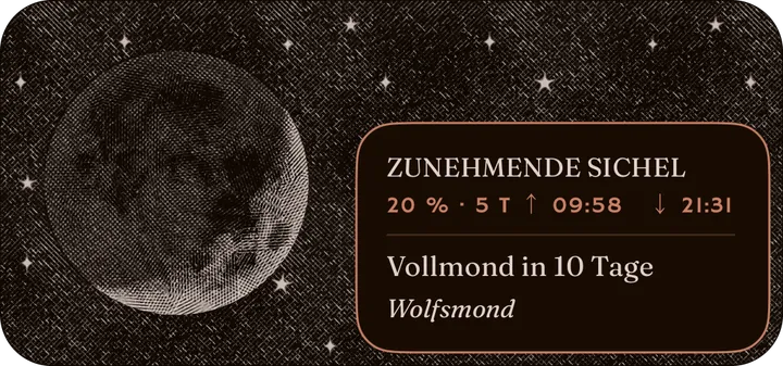 Der Mond, seine Phase und sein Name, mittleres Widget. — Dunkel