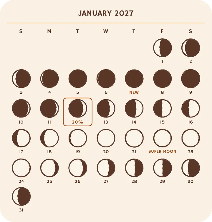 The month's calendar widget. — Light
