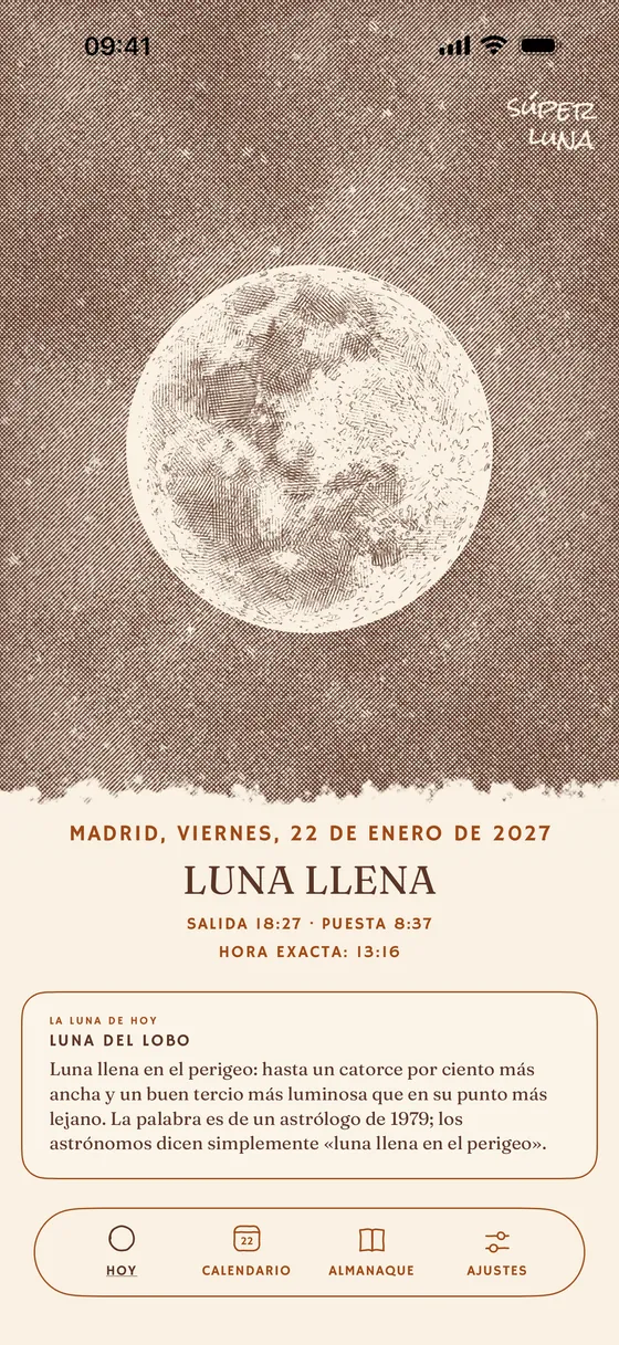 Hoy: la fase grabada según la posición real de la Luna. — Claro