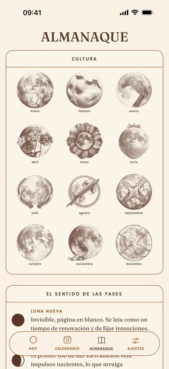 El año ilustrado: las doce lunas con nombre. — Claro