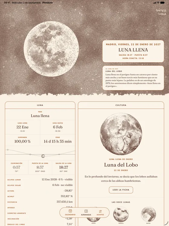 Las doce lunas con nombre. — Claro