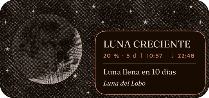 La luna, su fase y su nombre, widget mediano. — Oscuro