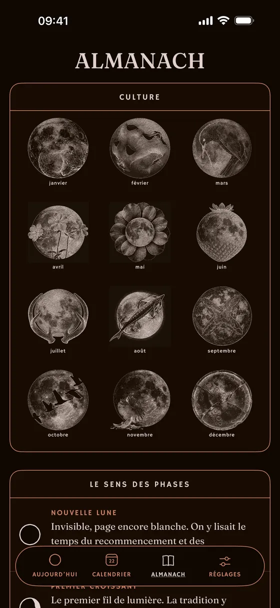 L'année illustrée : les douze lunes nommées. — Sombre