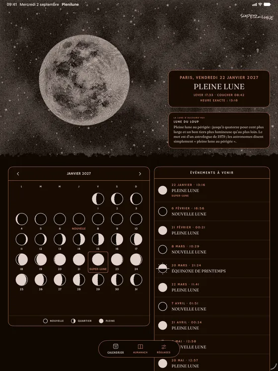 Le calendrier du mois. — Sombre