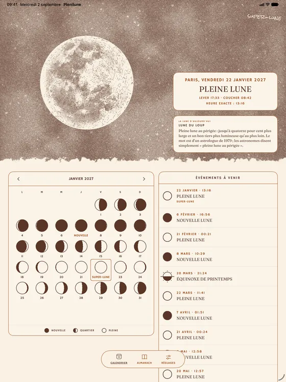 Le calendrier du mois. — Clair