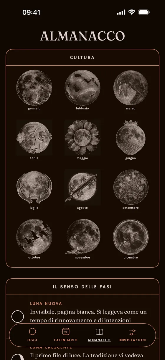 L'anno illustrato: le dodici lune con nome. — Scuro