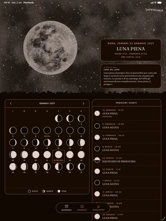 Il calendario del mese. — Scuro