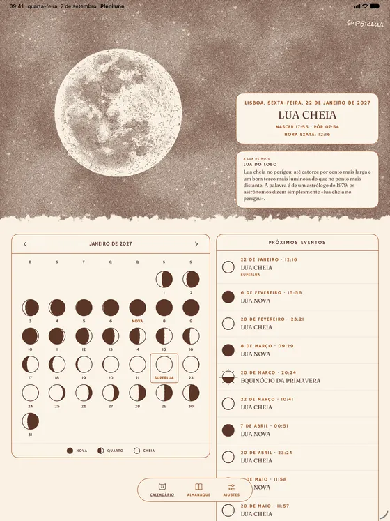 O calendário do mês. — Claro